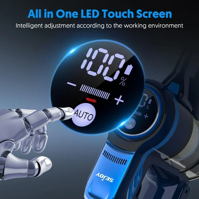 SEJOY 无绳手持吸尘器，25KPa 吸力，带触摸显示屏，续航时间 60 分钟，轻巧便携，适用于地毯、硬木地板和宠物毛发清洁。