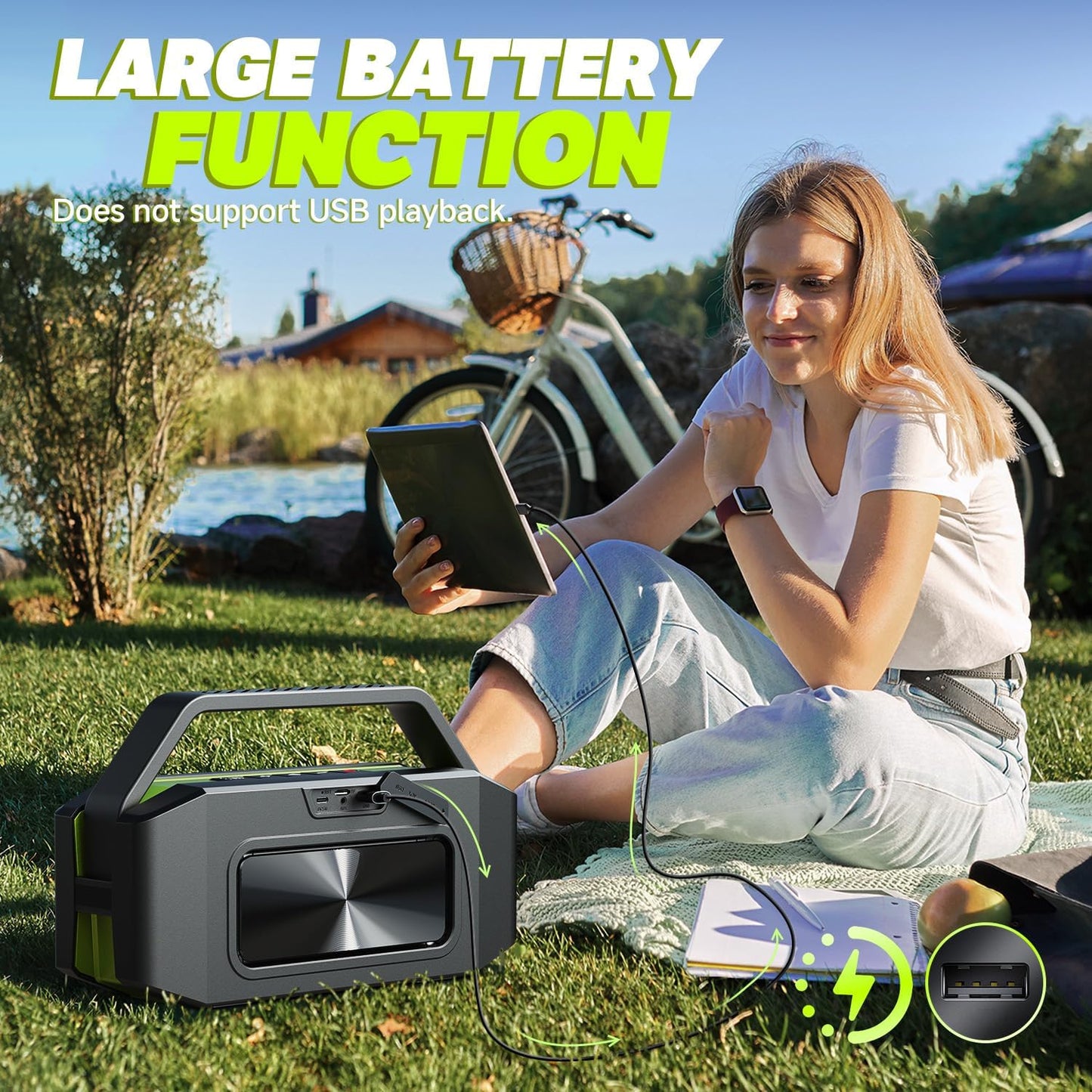 W-KING Bluetooth Speaker - D9-1, (100W PEAK)60W Rich Bass, IPX6 Waterproof Haut parleur Loud Portable Wireless Speakers Outdoor Boombox, 40H Play, Power Bank, BT5.0, TF Card, AUX, EQ for Beach Party Camping