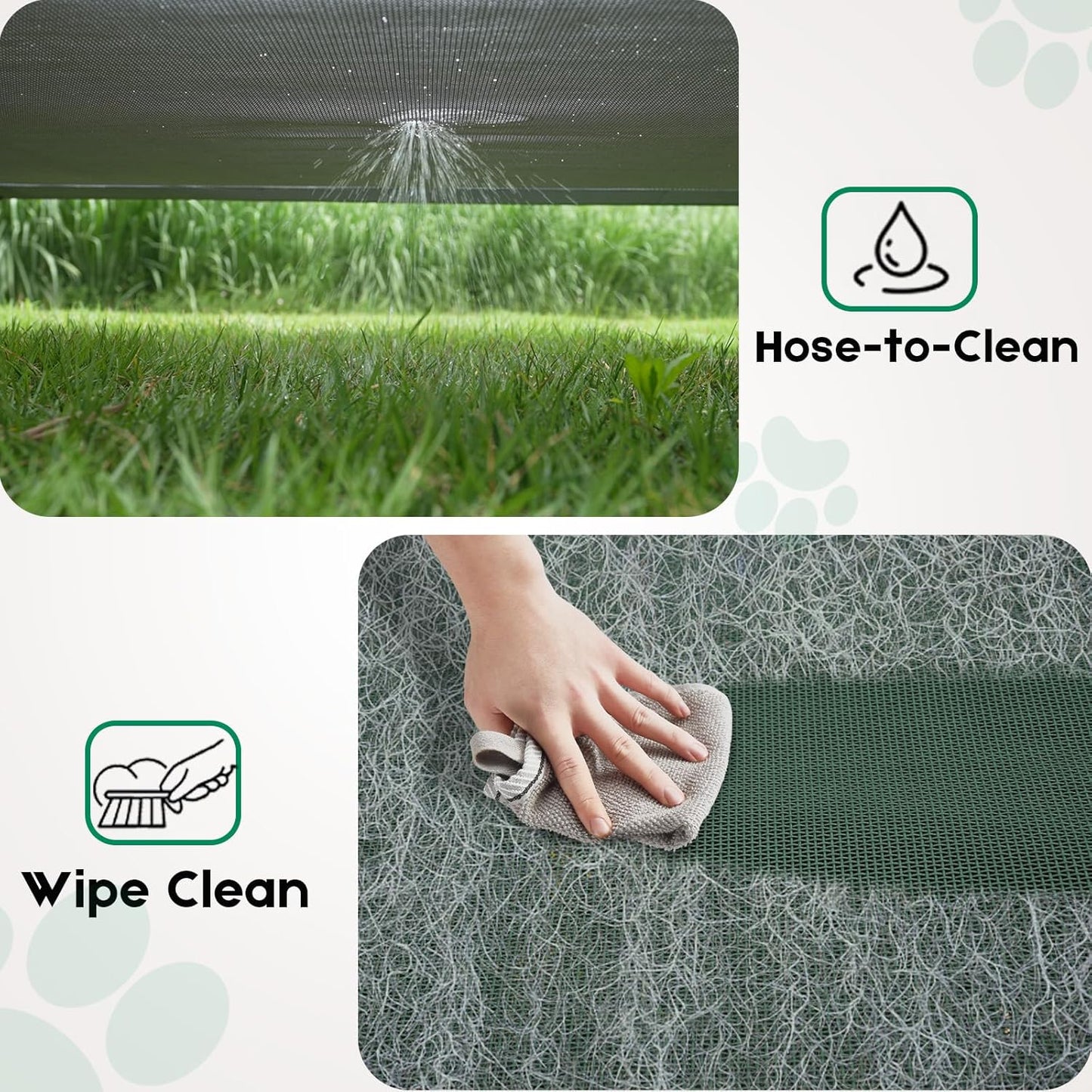 Dopedio Elevated Outdoor Dog Bed, Raised Dog Cot for Large Dogs, Metal Frame with Washable Breathable Mesh, Non-Slip Feet, Green