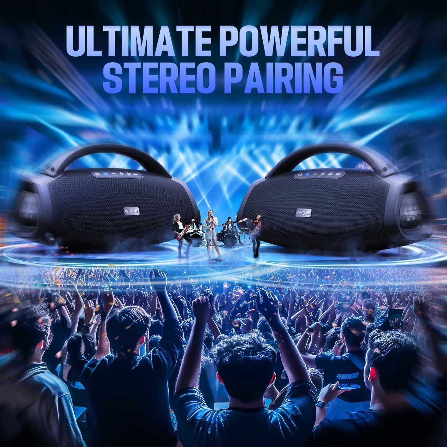 W-King Bluetooth Speaker X20, 330W Peak 200W RMS Portable Wireless Speaker with 7.5" Subwoofer, 40Hz Massive Bass, EQ APP, 2.1Ch, IPX7, BT5.4, Stereo Pairing, OTG, Boom Box for Party, Outdoor, Beach