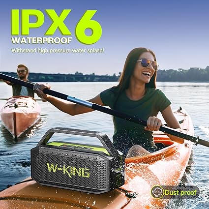 W-KING Bluetooth Speaker - D9-1, (100W PEAK)60W Rich Bass, IPX6 Waterproof Haut parleur Loud Portable Wireless Speakers Outdoor Boombox, 40H Play, Power Bank, BT5.0, TF Card, AUX, EQ for Beach Party Camping