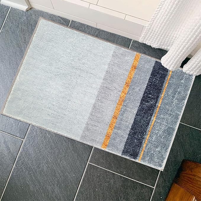 W&M Bath Indoor Mat Bathroom Rug Bath Microfiber Carpet Soft and Water Absorbent Low Profile Modern Indoor Floor Rug Machine Washable Mat for Bathroom Bedroom Living Room