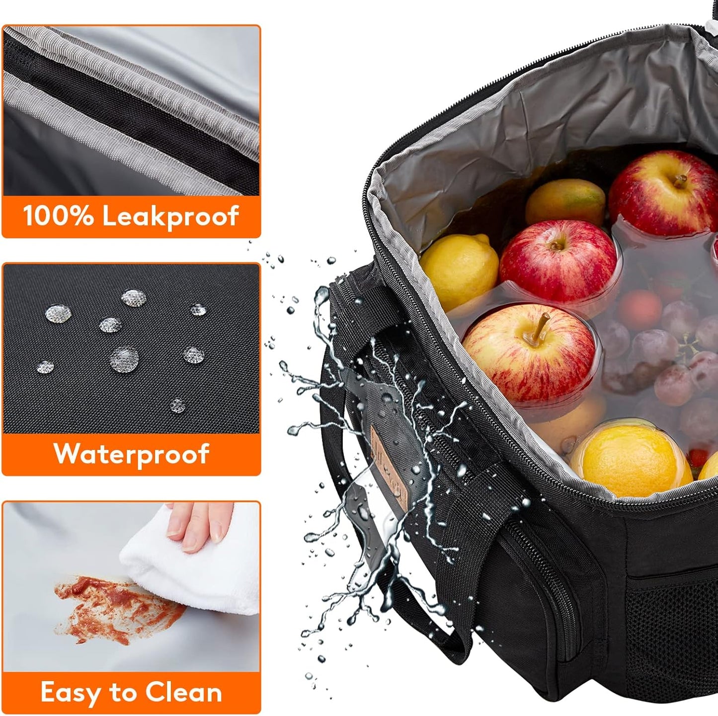 Lifewit Large Lunch Bag for Adults, 24-Can 15L Insulated Lunch Box Leakproof Soft Cooler Cooling Tote for Men Women, Waterproof Reusable Cooler Bags for Work Office Outdoor Picnic Camping, Black