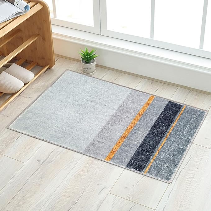 W&M Bath Indoor Mat Bathroom Rug Bath Microfiber Carpet Soft and Water Absorbent Low Profile Modern Indoor Floor Rug Machine Washable Mat for Bathroom Bedroom Living Room