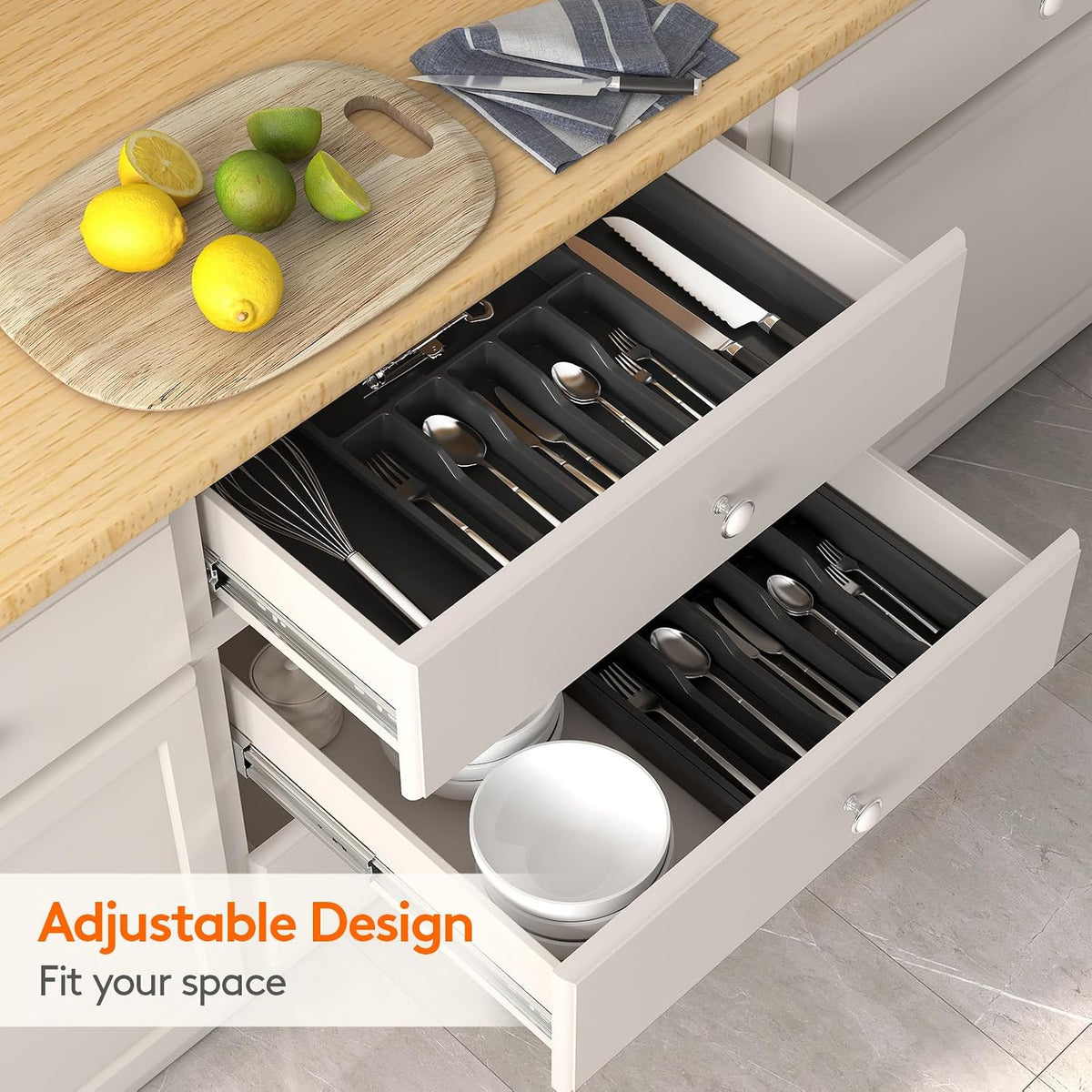 Extra Large Silverware Drawer Organizer, Expandable Utensil Tray
