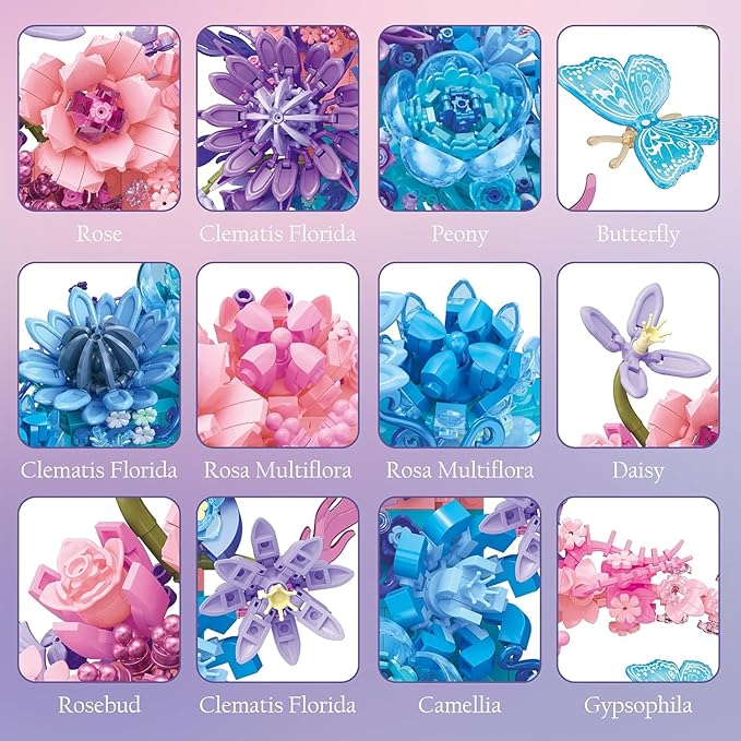 Flower Building Set (Pink Moon Flowers)