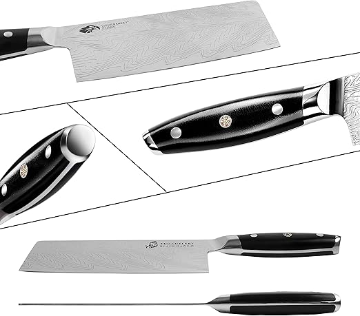 TUO Vegetable Meat Cleaver Knife - 7 inch Chinese Chef's Knife High Carbon Stainless Steel - Kitchen Knife with G10 Full Tang Handle - Black Hawk-S Japanese Cleaver Knives Including Gift Box
