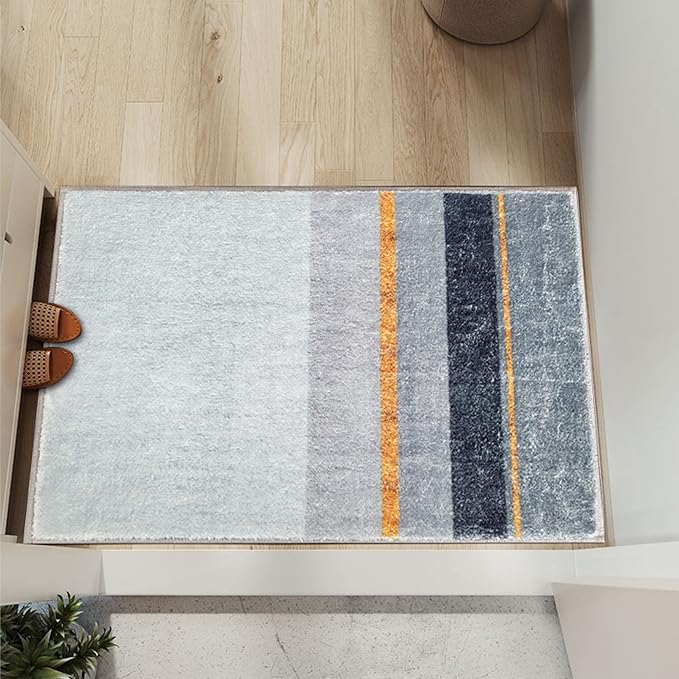 W&M Bath Indoor Mat Bathroom Rug Bath Microfiber Carpet Soft and Water Absorbent Low Profile Modern Indoor Floor Rug Machine Washable Mat for Bathroom Bedroom Living Room