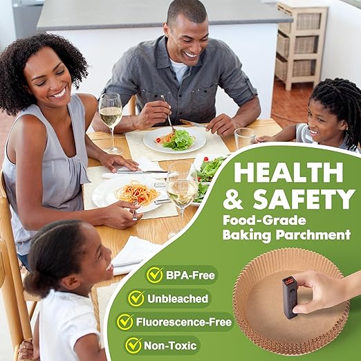 ocozy Air Fryer Liners, 150 Pieces Unbleached Parchment Paper Liners 8 Inch Square, Food Grade, Non-Stick and Oil Proof Airfryer Liners for Chefman COSORI T-FAL Ninja 5-8 Quart Square Air Fryer