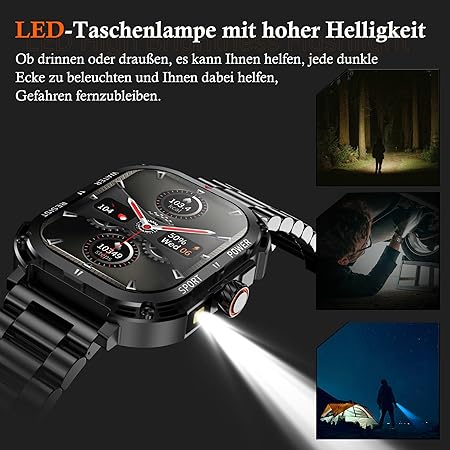 Men's Smart Watch with 2.1" Large Screen, 820mAh Battery, IP68 Water Resistance, Bluetooth Calls, Heart Rate and Sleep Monitor, 120 Sports Modes