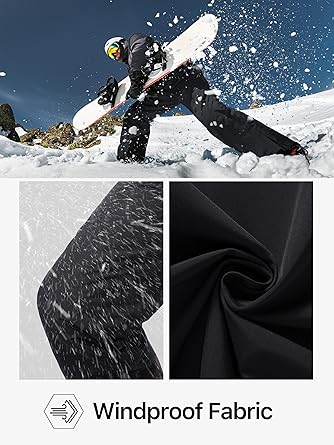 FREE SOLDIER Men's Insulated Waterproof Snow Bibs Ski Overalls