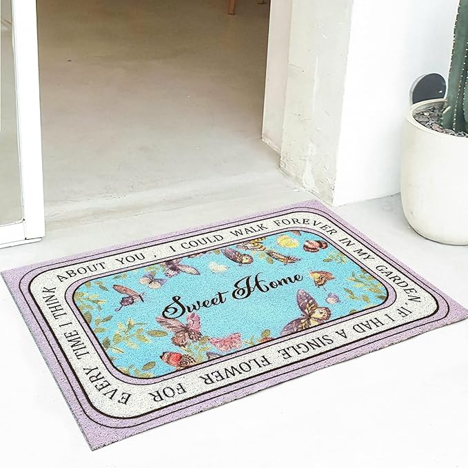 W&M Welcome Door Mat Waterproof Entrance Doormat Indoor and Outdoor Washable Entry Rug with Non Slip Rubber Backing Low Profile Floor Mat Easy Clean-Sweet Home Design