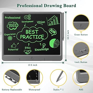 TUGAU LCD Writing Tablet for Kids, Colorful Doodle Board Drawing Pad for Kids, Toy Gifts for Age 3 4 5 6 7 8 Year Old Girls Boys