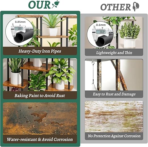 Plant Stand with Grow Light 6 Tiered Indoor Plant Shelf Flower Stand for Living Room, Balcony, Garden, Patio (10 pots)