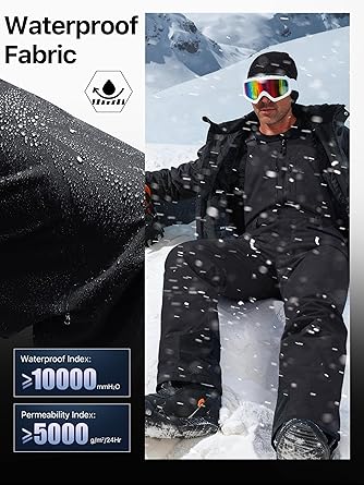 FREE SOLDIER Men's Insulated Waterproof Snow Bibs Ski Overalls