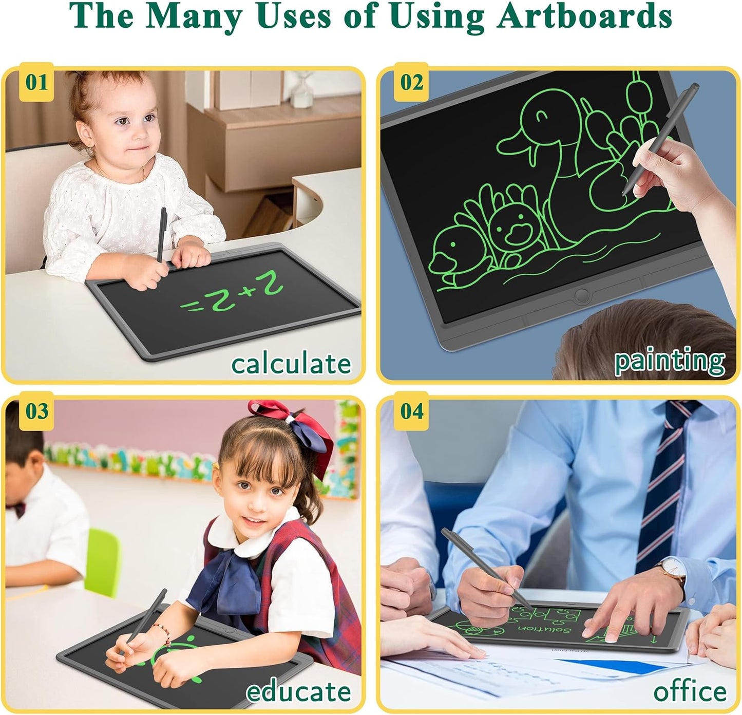 TUGAU LCD Writing Tablet for Kids, Colorful Doodle Board Drawing Pad for Kids, Toy Gifts for Age 3 4 5 6 7 8 Year Old Girls Boys