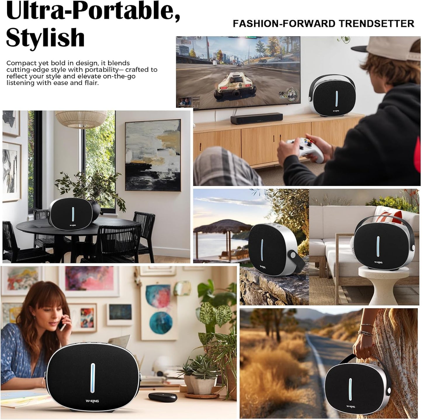 Bluetooth Speaker Loud, W-KING T8II Portable Bluetooth Speakers Wireless, 96W Peak Powerful Outdoor Boombox Subwoofer, Deep Bass/Clear Sound, BT5.4/Fast Charging/USB/AUX, Party Large Speaker