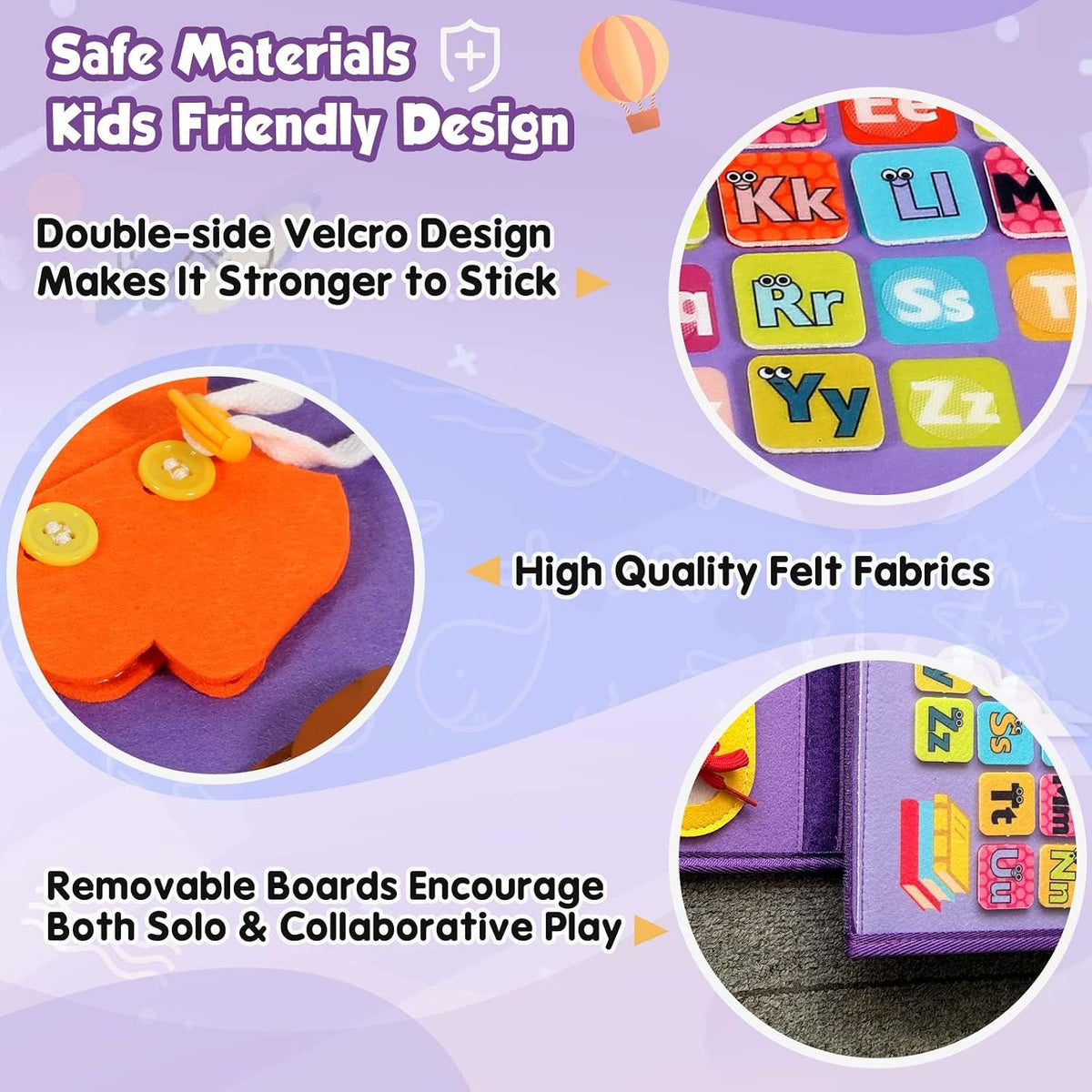 Winblo Toddler Busy Board - Montessori Toys for 2 Year Old Girl Birthday Gift - Educational Learning Sensory Busy Book for Toddlers, Ages 2-4 Travel Activities Toys for Airplane Car