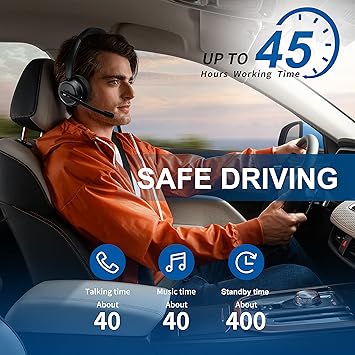 Pointcinco Bluetooth Headset with Noise Canceling Microphone, Convertible Stereo to Mono Headset, Premium Wireless Headset with USB dongle for Game Office Call Center Skype Zoom Meeting Trucker