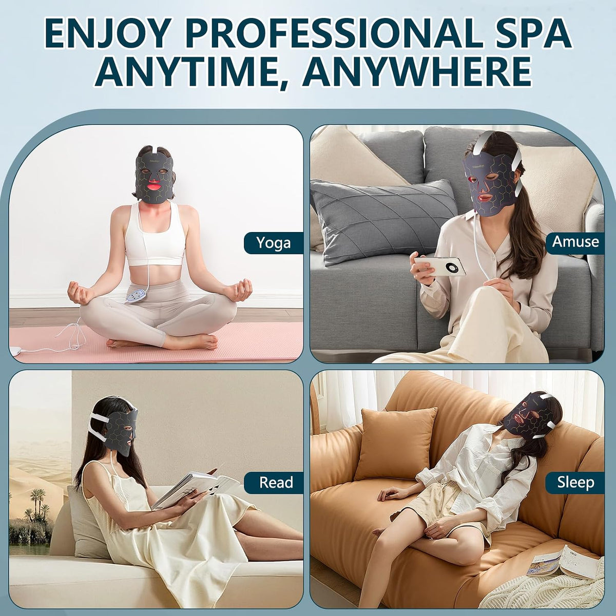 7 Colors LED Face Mask Light with Near-Infrared Light for Home and Travel