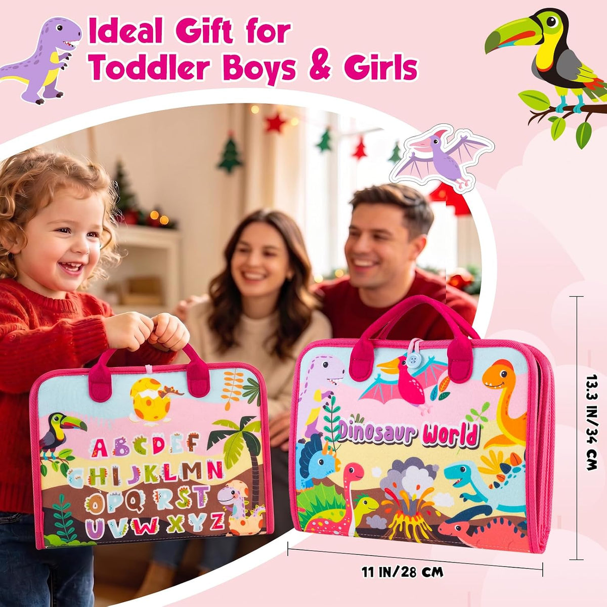 Toddler Busy Board - Montessori Toys for Toddler Girl Birthday Gift, Educational Learning Sensory Busy Book for Toddlers Girls, Toddlers Activities Travel Toys for Airplane Car