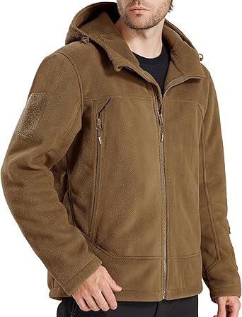 FREE SOLDIER Men's Fleece Jackets Full Zip Casual Outdoor Military Tactical Hoodie Jacket Windproof Warm Winter Coats