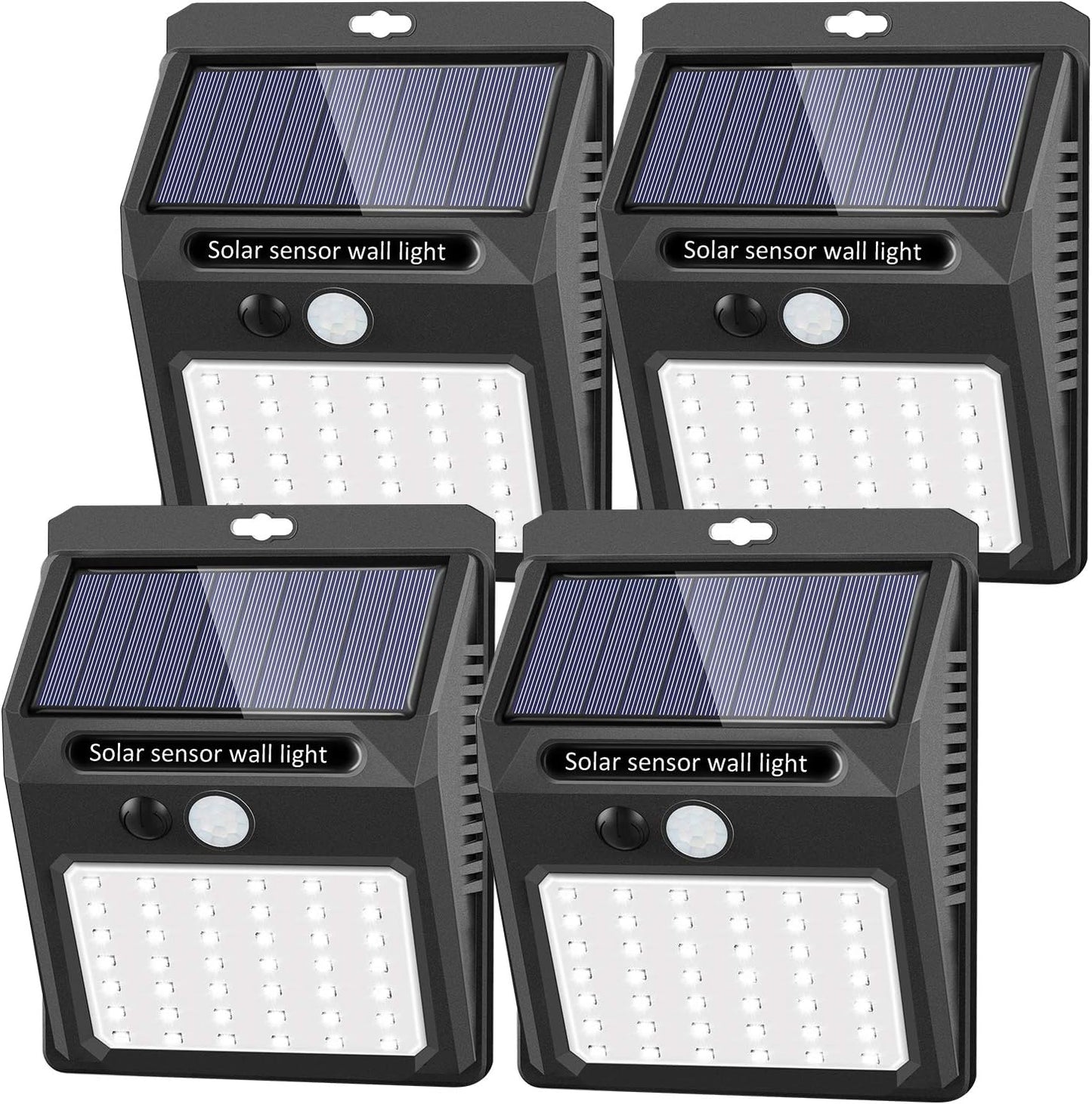 Solar Lights Outdoor [4Pack/3 Working Mode], SEZAC Solar Security Lights Solar Motion Sensor Lights Wireless IP 65 Waterproof Outdoor Lights for Garden Fence Patio Garage (42LED)