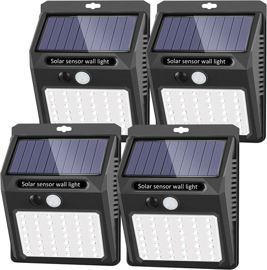 Solar Lights Outdoor [4Pack/3 Working Mode], SEZAC Solar Security Lights Solar Motion Sensor Lights Wireless IP 65 Waterproof Outdoor Lights for Garden Fence Patio Garage (42LED)