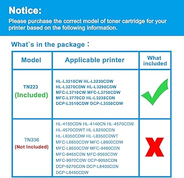 LCL 兼容 Brother TN223 TN-223 TN223BK TN-223BK 硒鼓（单支装，黑色），适用于 HL-L3210CW HL-L3230CDW HL-L3270CDW HL-L3290CDW MFC-L3710CW MFC-L3750CDW MFC-L3770CD HL-L3230CDN 