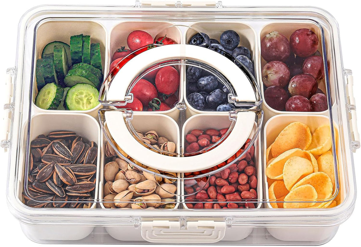 Snackle Box 8 Compartment Snack Container for Travel Road Trips
