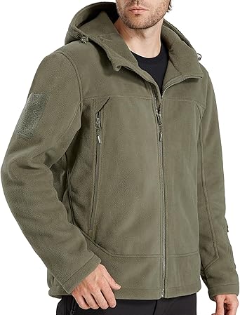 FREE SOLDIER Men's Fleece Jackets Full Zip Casual Outdoor Military Tactical Hoodie Jacket Windproof Warm Winter Coats