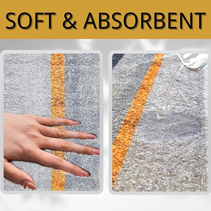 W&M Bath Indoor Mat Bathroom Rug Bath Microfiber Carpet Soft and Water Absorbent Low Profile Modern Indoor Floor Rug Machine Washable Mat for Bathroom Bedroom Living Room