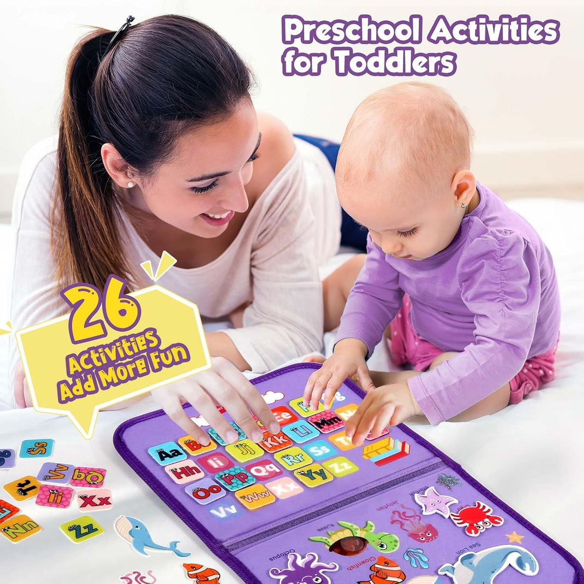 Winblo Toddler Busy Board - Montessori Toys for 2 Year Old Girl Birthday Gift - Educational Learning Sensory Busy Book for Toddlers, Ages 2-4 Travel Activities Toys for Airplane Car