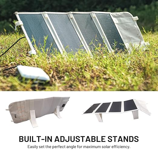 Litheli 24W Portable Solar Panel Charger, Foldout Mini Solar Panel for Camping, Hiking & Window Use, IP54 Waterproof, Dual USB-C/USB-A 5V/3A, Foldable Solar Charger for Phone, Camera & Power Bank