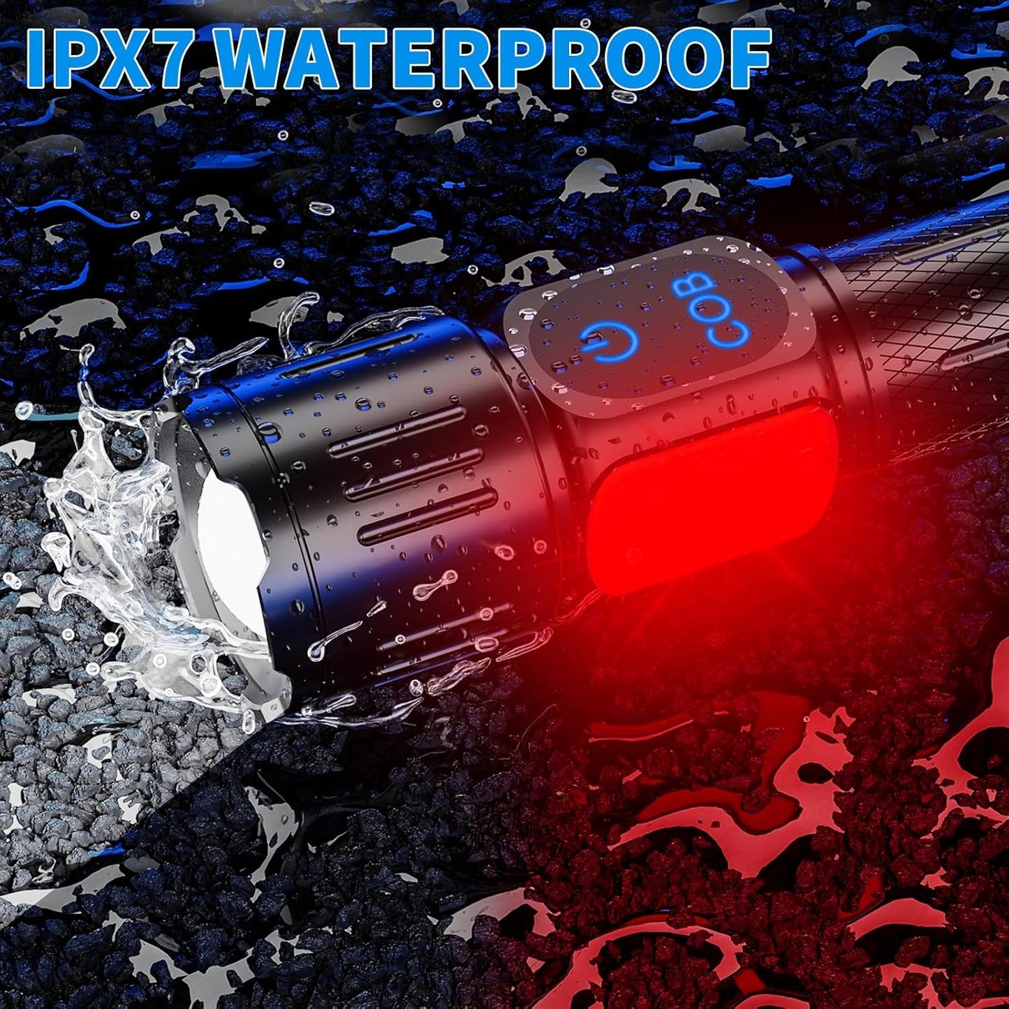 Rechargeable LED Flashlight 990000 High Lumens, Powerful Super Bright Tactical Flash Light with Magnet, Zoomable, IPX7 Waterproof, 9 Modes for Outdoor Camping Emergency