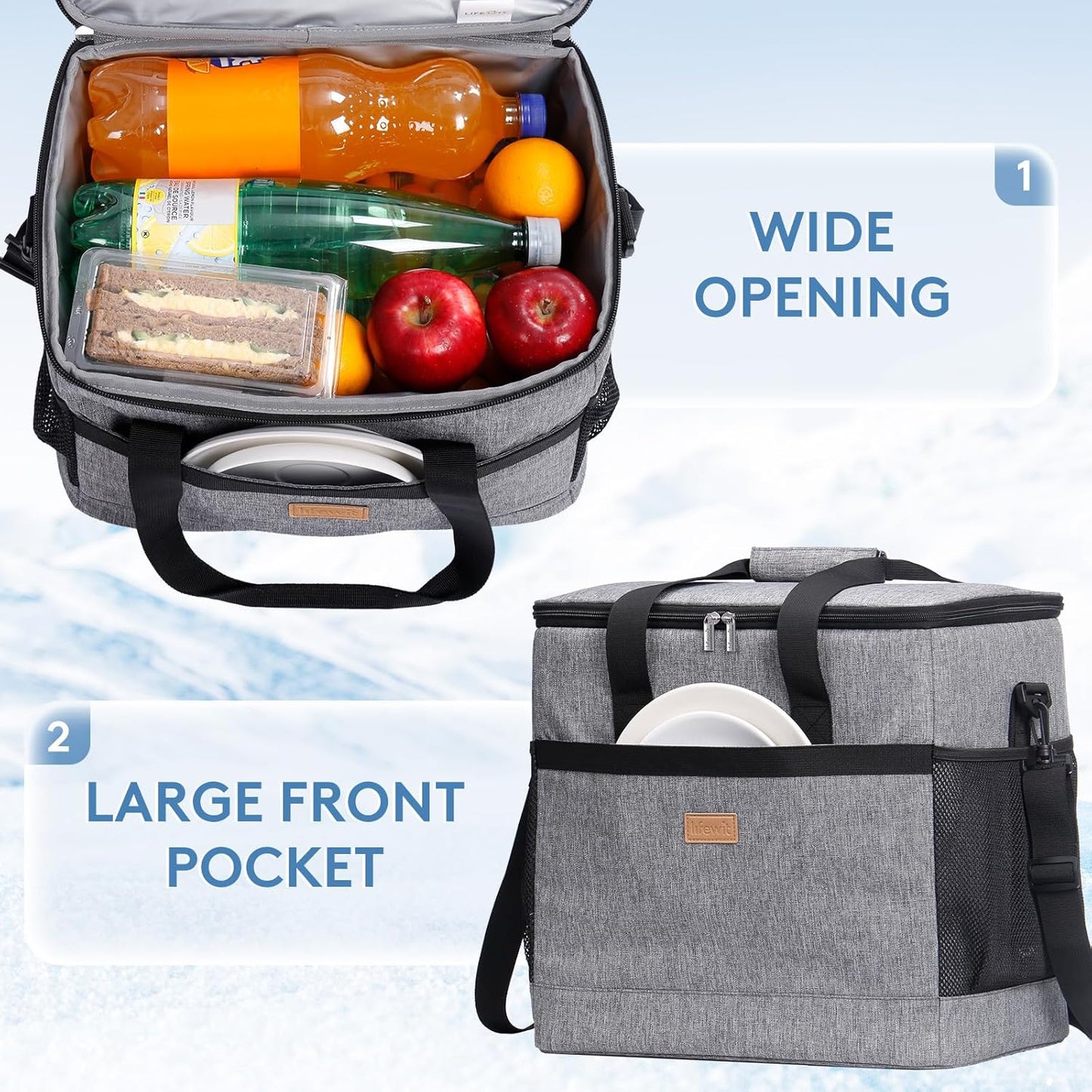Lifewit Cooler Bag 40L/60 Cans Collapsible and Insulated Large Lunch Bag Leakproof Soft Cooler Portable Tote for Camping/BBQ/Family Outdoor Activities