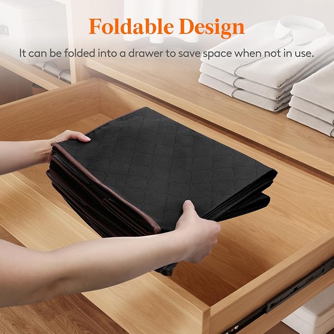 6 Pack Large Under Bed Storage, Underbed Storage Bags with 4 Handles, Foldable Underbed Storage Containers for Comforters, Blankets, Bedding, Sturdy Zipper, Clear Window, Black
