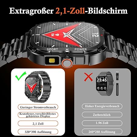 Men's Smart Watch with 2.1" Large Screen, 820mAh Battery, IP68 Water Resistance, Bluetooth Calls, Heart Rate and Sleep Monitor, 120 Sports Modes