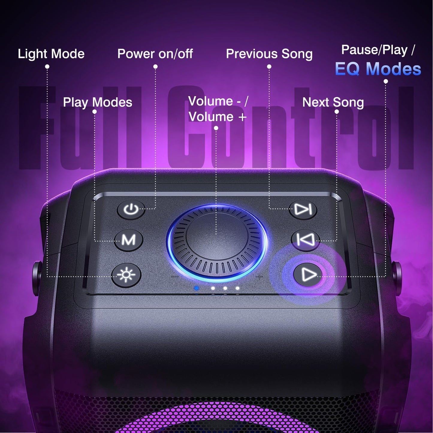 W-King Bluetooth Speaker Loud, T9-2, 180W Peak Party Portable Outdoor Haut Parleur Speaker Wireless Boom Box/4 Drivers(2 * 4.04’’ Woofer)-80W Deep Bass Tube, Huge 105dB Sound, Lights/IPX5/EQ/24H/USB/TF/AUX