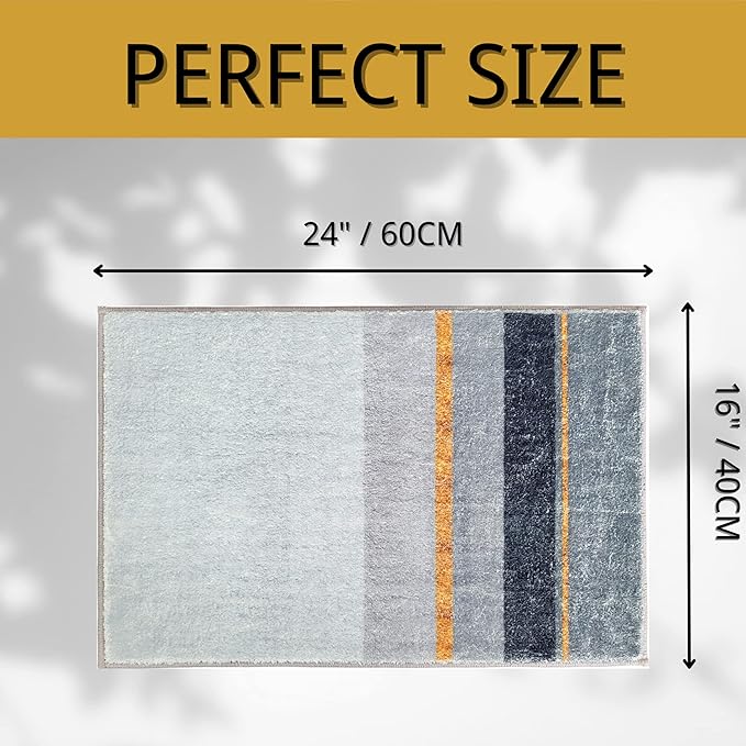 W&M Bath Indoor Mat Bathroom Rug Bath Microfiber Carpet Soft and Water Absorbent Low Profile Modern Indoor Floor Rug Machine Washable Mat for Bathroom Bedroom Living Room