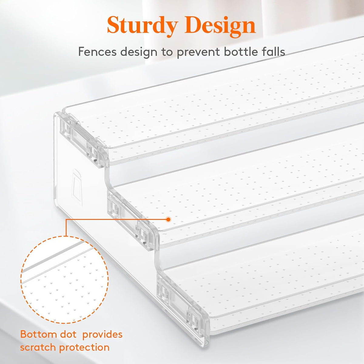 Plastic 3-Tier Spice Rack, Clear Spice Organization for Cabinet, Counter, Organizer Shelf for Condiment, Seasoning, Syrup,Liquor, Medicine and Perfume Kitchen, Pantry,Bathroom,bar, 1 Pack