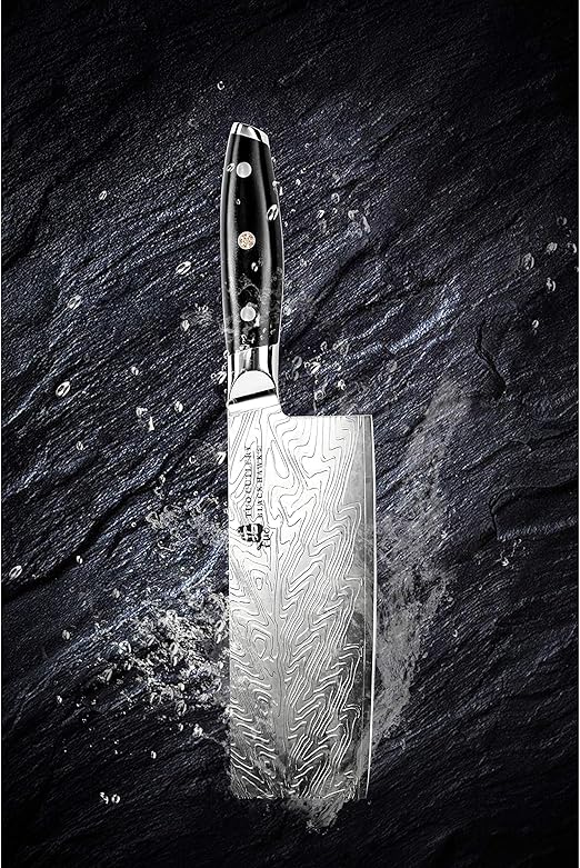 TUO Vegetable Meat Cleaver Knife - 7 inch Chinese Chef's Knife High Carbon Stainless Steel - Kitchen Knife with G10 Full Tang Handle - Black Hawk-S Japanese Cleaver Knives Including Gift Box