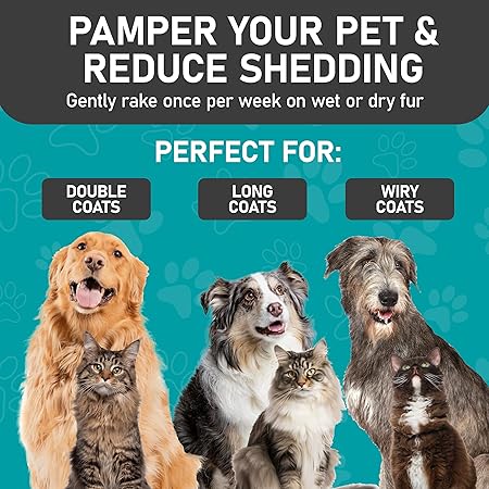 Maxpower Planet宠物美容刷 - 双面去毛、梳理毛发 - 犬用底毛耙 - 犬用美容刷 - 犬用去毛刷 - 犬猫通用，减少95%掉毛，白色