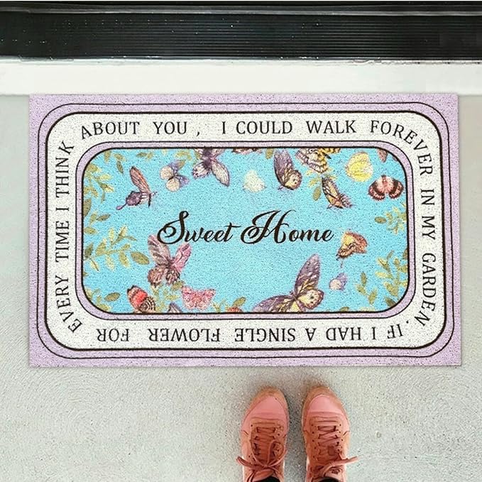 W&M Welcome Door Mat Waterproof Entrance Doormat Indoor and Outdoor Washable Entry Rug with Non Slip Rubber Backing Low Profile Floor Mat Easy Clean-Sweet Home Design