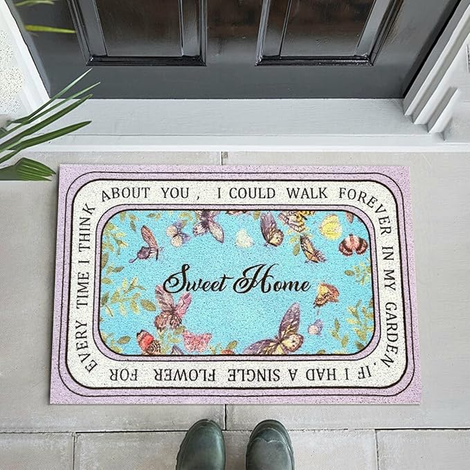 W&M Welcome Door Mat Waterproof Entrance Doormat Indoor and Outdoor Washable Entry Rug with Non Slip Rubber Backing Low Profile Floor Mat Easy Clean-Sweet Home Design