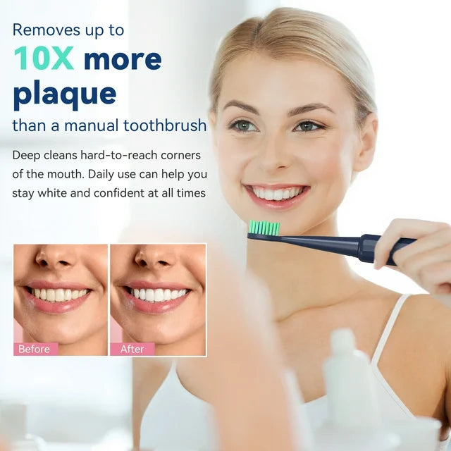 Sejoy Sonic Electric Toothbrush with 8 Brush Heads, Rechargeable Electric Tooth Brush for Adults and Kids,High Power, 5 Modes,Smart Timer for Home Travel, Gift,Navy