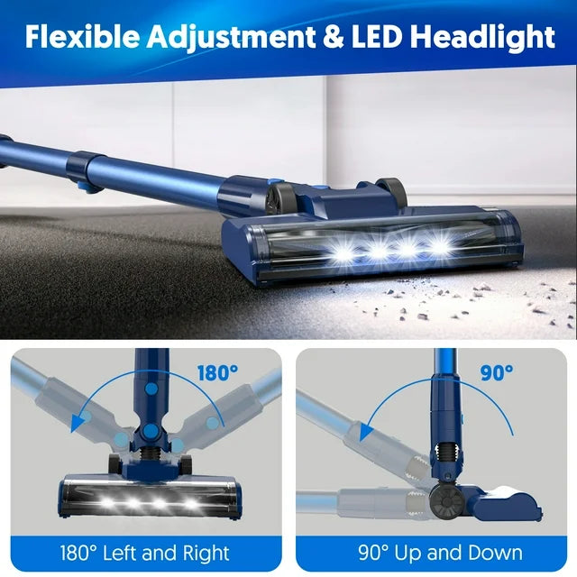 SEJOY 无绳手持吸尘器，25KPa 吸力，带触摸显示屏，续航时间 60 分钟，轻巧便携，适用于地毯、硬木地板和宠物毛发清洁。