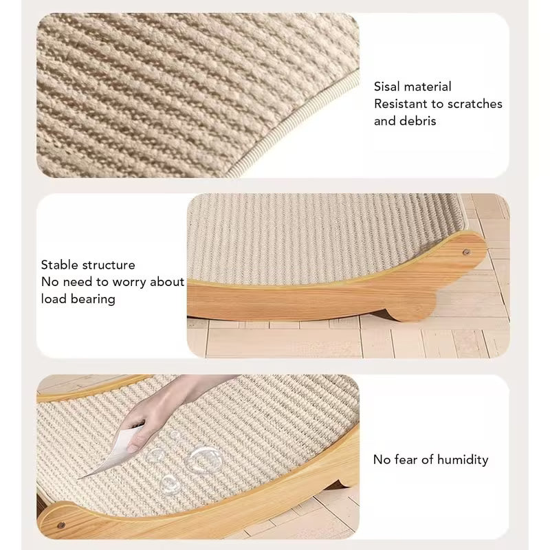Wooden Cat Hammock Lounge Bed with Sisal Scratcher – Large Indoor Cat Resting Chair & Furniture Protector