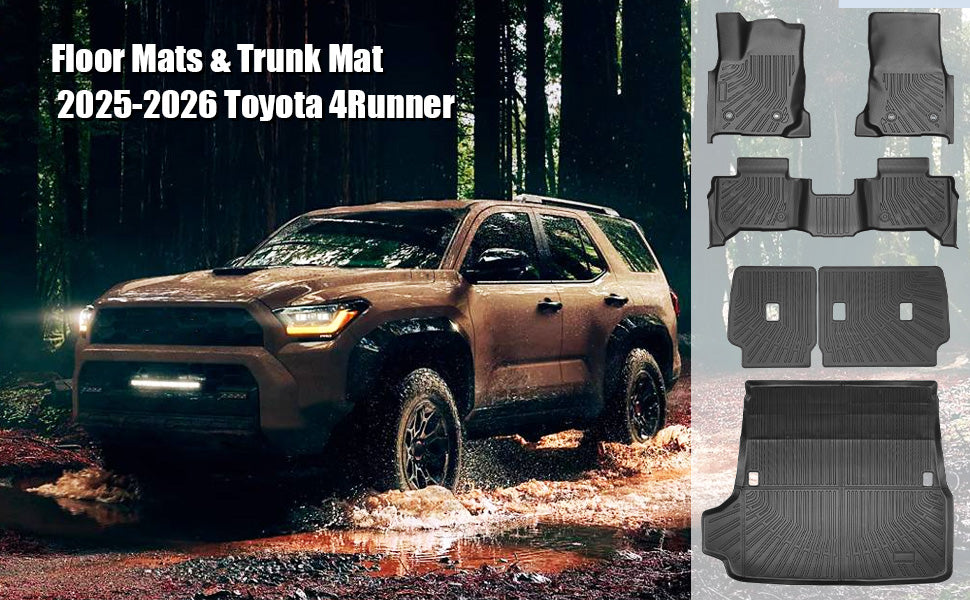 🔥 2025-2026 Toyota 4Runner Custom TPE Floor Mats & Trunk Mat Set 🚙