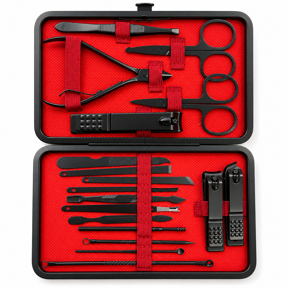 Title 18-Piece Manicure & Pedicure Grooming Set with Black Storage Case